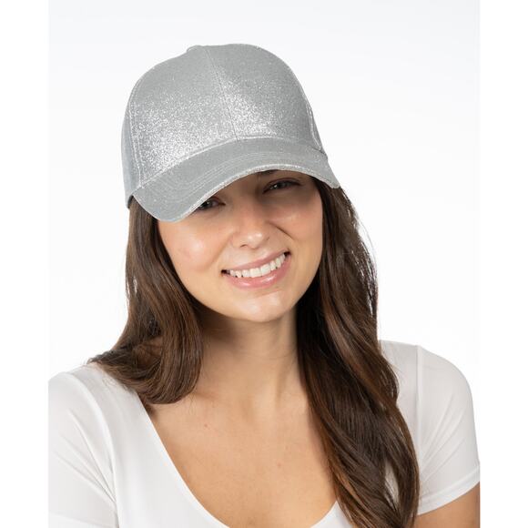INC INTERNATIONAL CONCEPTS Glitter Baseball Cap Silver NWT - Picture 1 of 1